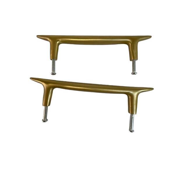 Set Of 4 Mid-Century Modern Brass Cabinet Drawer Pulls - Picture 5 of 6